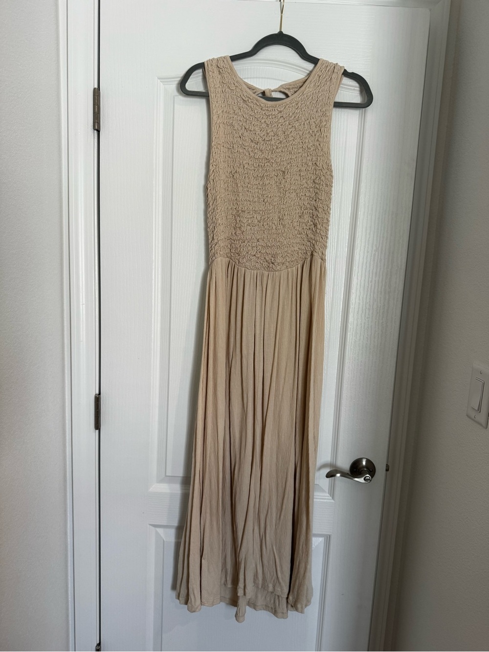 ASOS Beige Sleeveless Maxi Dress with Textured Bodice